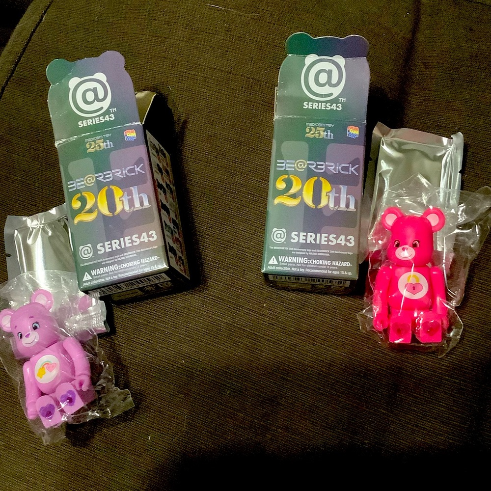 Bearbrick Series 43 Care Bears Pink (Secret) and Purple SET Medicom 100% Figures